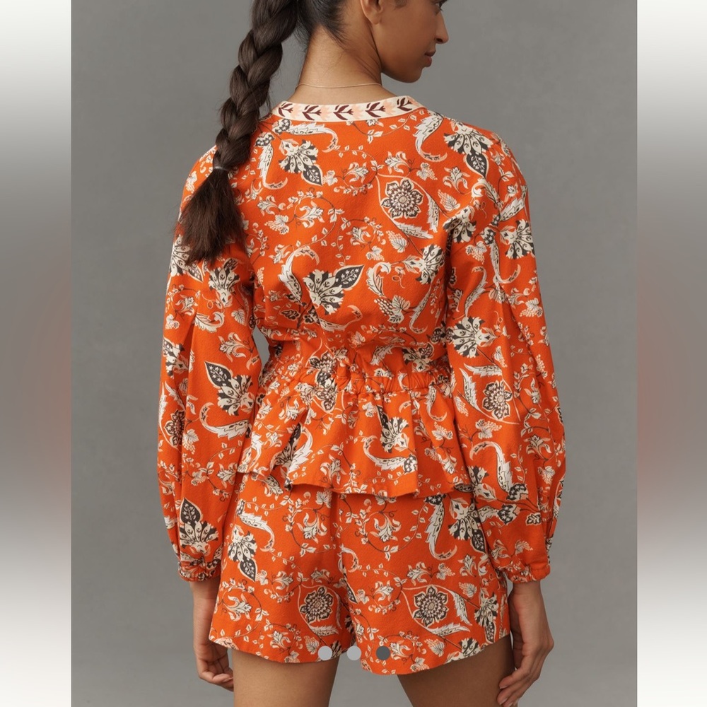 Farm Rio x Anthropologie Long Sleeve Printed Romper NWT M - Picture 3 of 9
